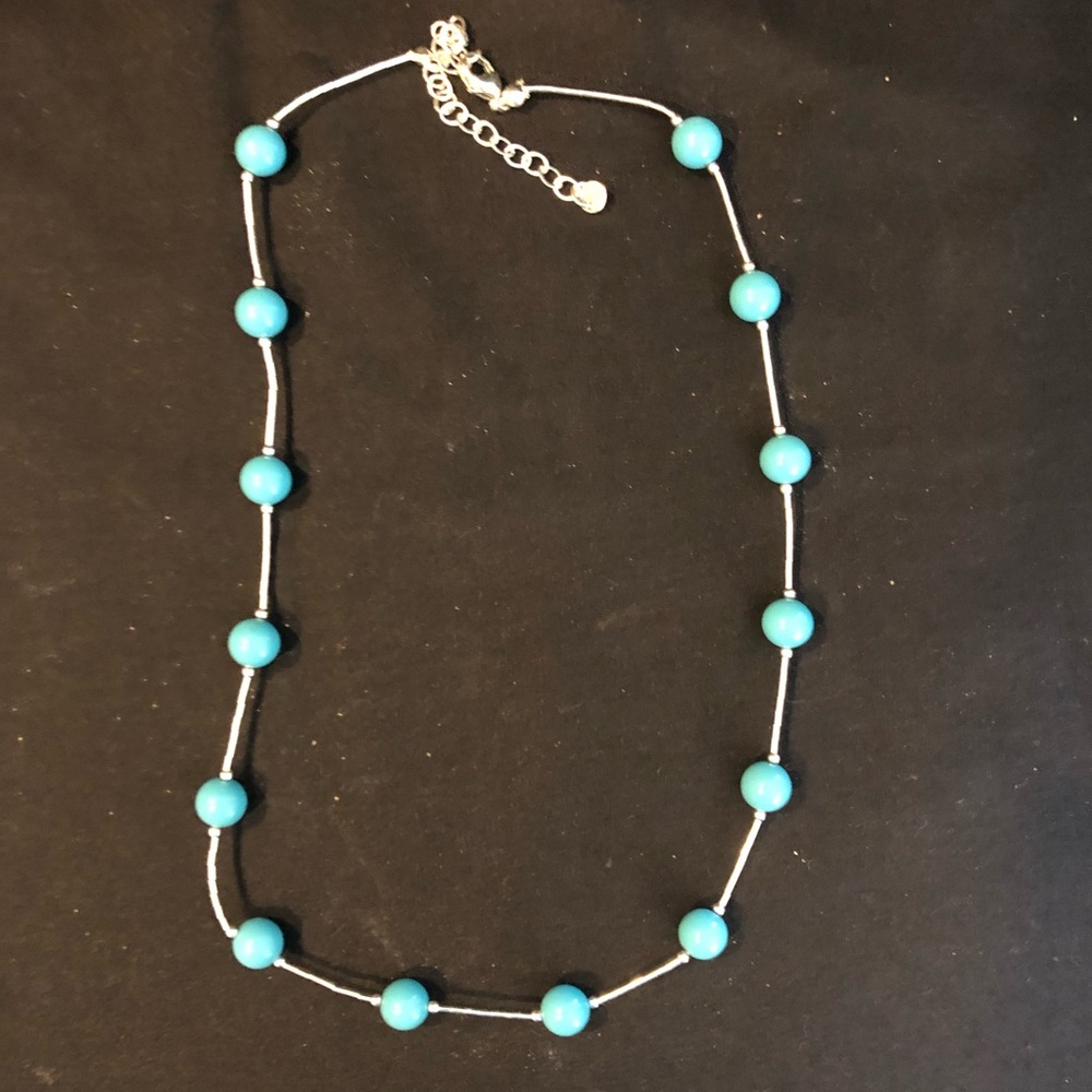 Turquoise and silver color necklace